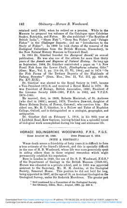 Horace Bolingbroke Woodward, F.R.S., F.G.S. Born August 20, 1848