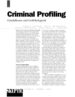 Criminal Profiling Granfalloons and Gobbledygook