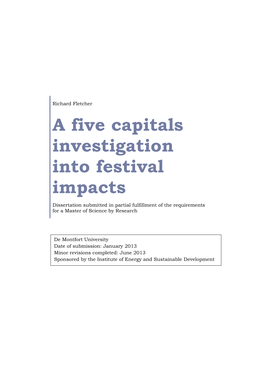A Five Capitals Investigation Into Festival Impacts