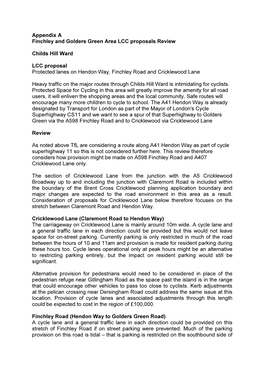 Appendix a Finchley and Golders Green Area LCC Proposals Review