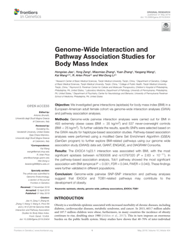 Genome-Wide Interaction and Pathway Association Studies for Body Mass Index