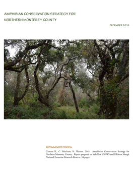 Amphibian Conservation Strategy for Northern Monterey County December 2019