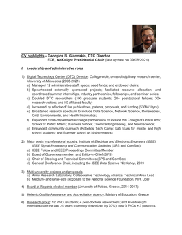 Georgios B. Giannakis, DTC Director ECE, Mcknight Presidential Chair (Last Update on 09/08/2021)