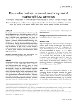 Conservative Treatment in Isolated Penetrating Cervical Esophageal