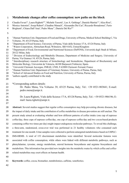 Metabolomic Changes After Coffee Consumption: New Paths on the Block