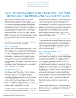 Business Improvement District/Principal Shopping District/Business Improvement Zone (Bid/Psd/Biz)