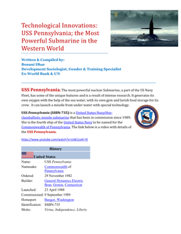 USS Pennsylvania; the Most Powerful Submarine in the Western World