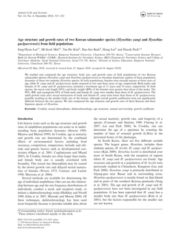 Age Structure and Growth Rates of Two Korean Salamander Species