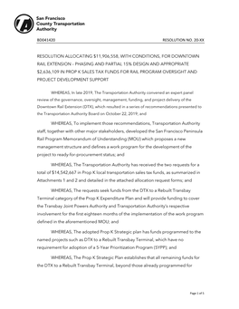 Phasing and Partial 15% Design and Appropriate $2,636,109 in Prop K Sales Tax Funds for Rail Program Oversight and Project Development Support