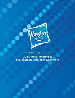 2015 Annual Meeting of Shareholders and Proxy Statement