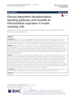 Glucose-Dependent Phosphorylation Signaling Pathways and Crosstalk To