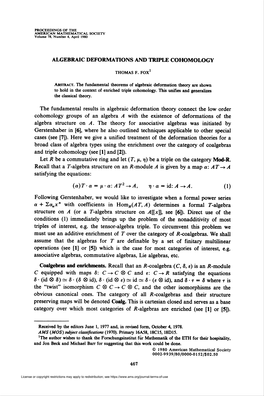 Algebraic Deformations and Triple Cohomology