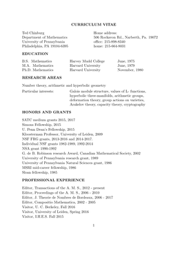 CURRICULUM VITAE Ted Chinburg Home Address