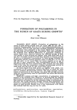 Formation of Polyamines in the Rumen of Goats During Growth·