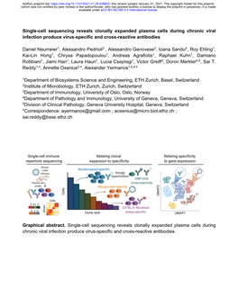 Single-Cell Sequencing Reveals Clonally Expanded Plasma Cells During Chronic Viral Infection Produce Virus-Specific and Cross-Reactive Antibodies