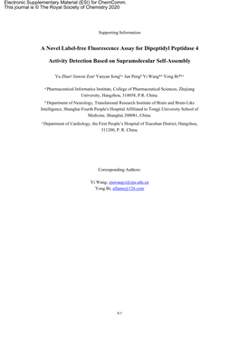 A Novel Label-Free Fluorescence Assay for Dipeptidyl Peptidase 4