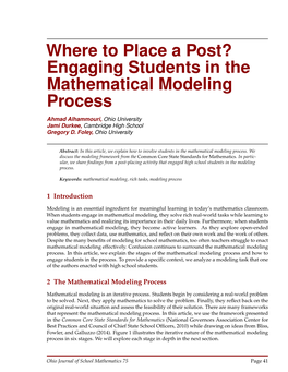 Engaging Students in the Mathematical Modeling Process