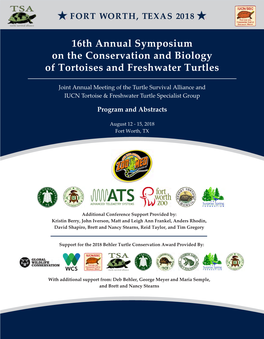 16Th Annual Symposium on the Conservation and Biology of Tortoises and Freshwater Turtles