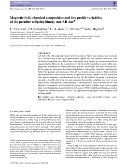 Magnetic Field, Chemical Composition and Line Profile Variability of The