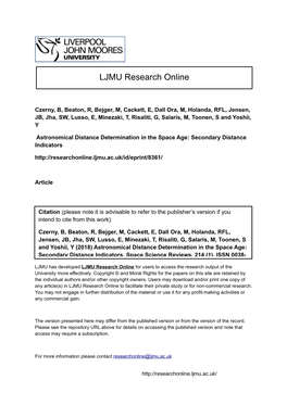 Astronomical Distance Determination in the Space Age: Secondary Distance Indicators