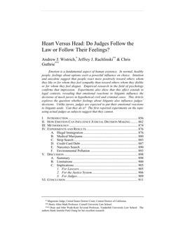 Heart Versus Head: Do Judges Follow the Law Or Follow Their Feelings?