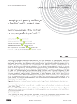 Desemprego, Pobreza E Fome No Brasil Em Tempos De Pandemia Por Covid-19