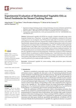 Experimental Evaluation of Hydrotreated Vegetable Oils As Novel Feedstocks for Steam-Cracking Process