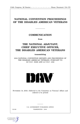 National Convention Proceedings of the Disabled American Veterans