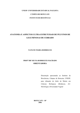 Anatomia E Aspectos Ultra-Estruturais De Pulvinos De Leguminosas De Cerrado