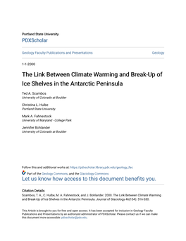 The Link Between Climate Warming and Break-Up of Ice Shelves in the Antarctic Peninsula