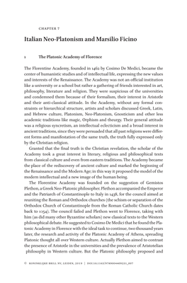 Italian Neo-Platonism and Marsilio Ficino