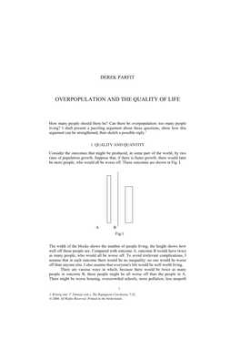 Overpopulation and the Quality of Life