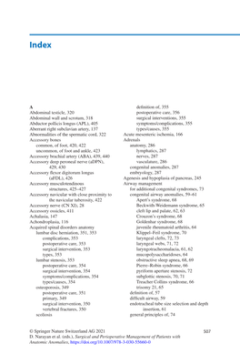 507 © Springer Nature Switzerland AG 2021 D. Narayan Et Al. (Eds.), Surgical and Perioperative Management of Patients With