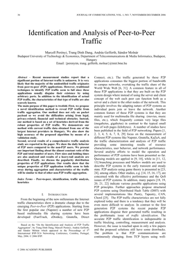 Identification and Analysis of Peer-To-Peer Traffic
