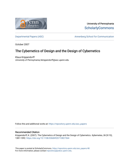 The Cybernetics of Design and the Design of Cybernetics