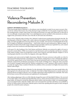 Violence Prevention: Reconsidering Malcolm X