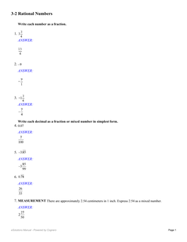 3-2 Rational Numbers