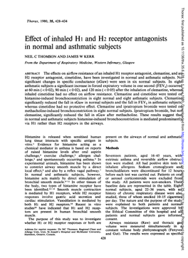 Effect of Inhaled Hi and H2 Receptor Antagonists in Normal And