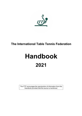 International Table Tennis Federation (ITTF) Handbook 2021