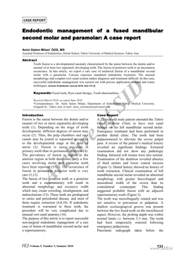 Endodontic Management of a Fused Mandibular Second Molar and Paramolar: a Case Report