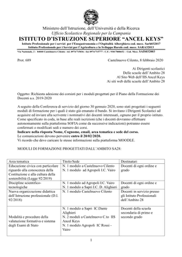 ANCEL KEYS” Istituto Professionale Per I Servizi Per L’Enogastronomia E L’Ospitalità Alberghiera Cod