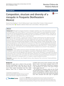 Composition, Structure and Diversity of a Mesquite in Pesquería (Northeastern Mexico) Eduardo Alanís-Rodríguez1, Víctor M