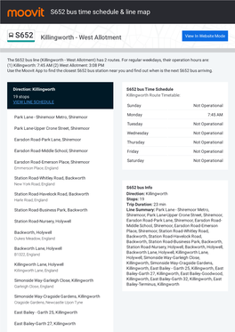 S652 Bus Time Schedule & Line Route