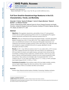 Full-Term Small-For-Gestational-Age Newborns in the US