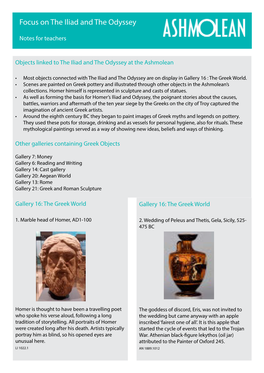 Focus on the Iliad and the Odyssey Teacher Notes