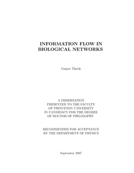 Information Flow in Biological Networks
