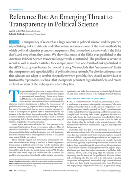 Reference Rot: an Emerging Threat to Transparency in Political Science