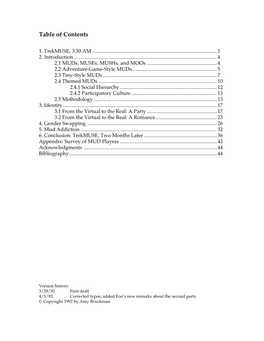 Table of Contents