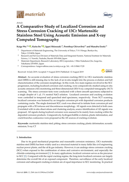 A Comparative Study of Localized Corrosion and Stress Corrosion Cracking of 13Cr Martensitic Stainless Steel Using Acoustic Emission and X-Ray Computed Tomography