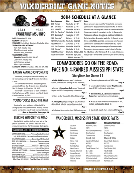 Vanderbilt GAME NOTES